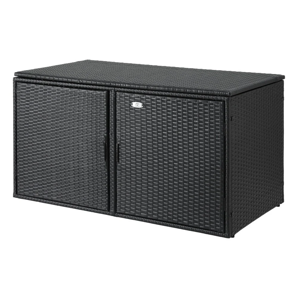 Gardeon Outdoor Storage Cabinet Box Deck Wicker Shelf Chest Garden Shed Tools – Black