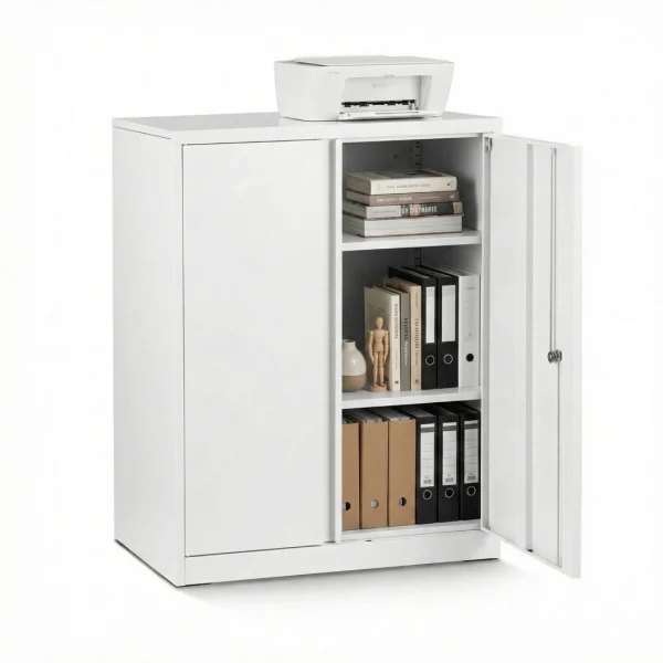 Artiss Steel Locker Cabinet Filing Mental Storage 3-Point Lock Adjustable Shelves – White