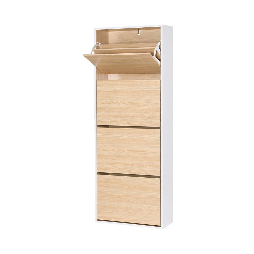 Artiss Shoe Rack Cabinet 24 Pairs Adjustable Shelf – Pine