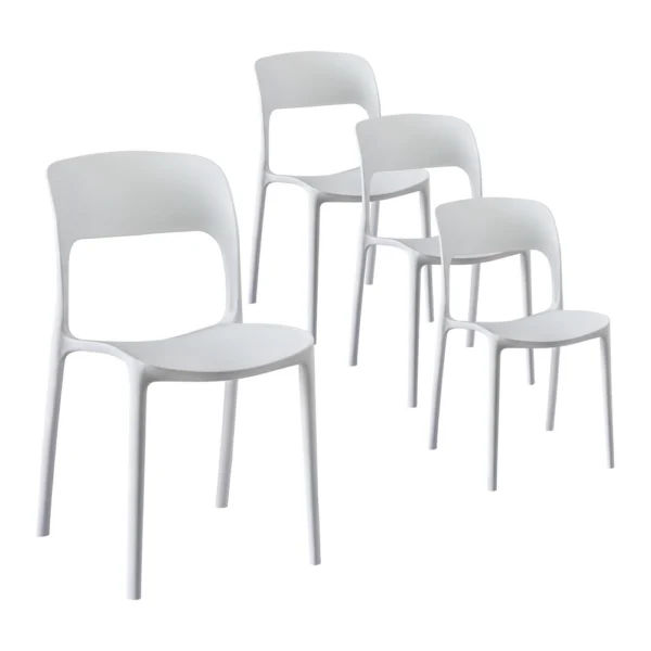 Gardeon 4-Piece Outdoor Dining Chairs Stackable PP Patio Chair Garden Furniture – White