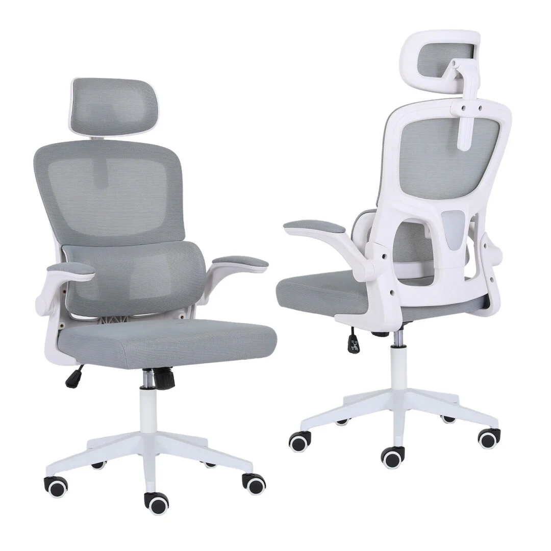 Work Office Chair – Lumber Support, Flip-Up Armrest, Adjustable Headrest SITIO – Grey