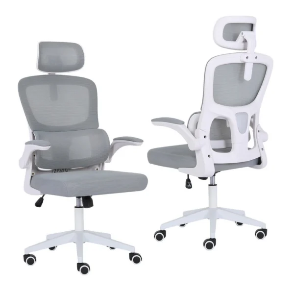 Work Office Chair – Lumber Support, Flip-Up Armrest, Adjustable Headrest SITIO – Grey