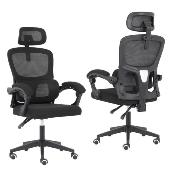 Ergonomic Reclining Office Chair – Lumbar Support, Adjustable Headrest VELTRA – Black