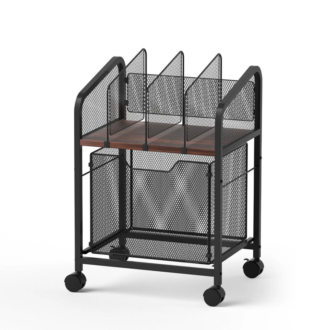 Artiss Mobile File Cabinet Rolling with Locking Wheels Wood Top Compact Storage Organiser – Black