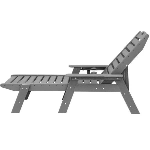 Outdoor Chaise Lounge Chair 6 Positions Reclining Patio Bench Lounger – Grey