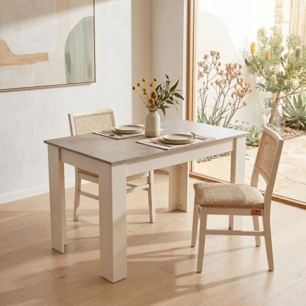 Dining Table Rectangular Wooden 120M – Grey and White