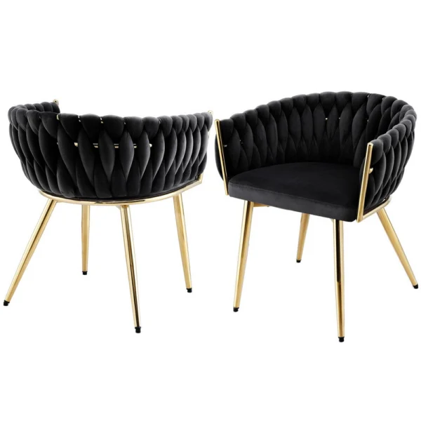 1 Set of 2 Artiss Dining Chairs Velvet Armchair – Black