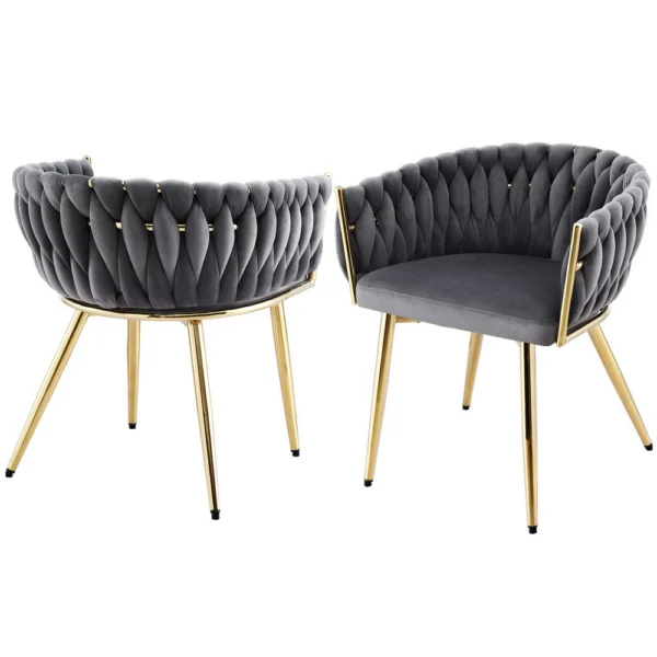 1 Set of 2 Artiss Dining Chairs Velvet Armchair – Grey