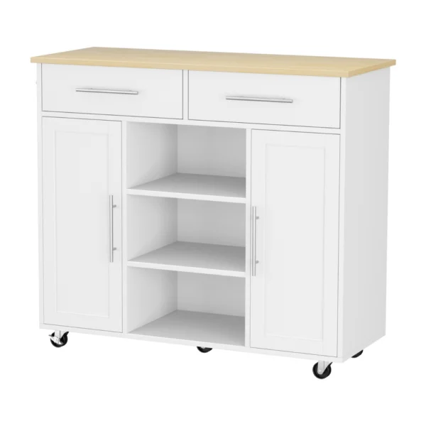 Artiss Kitchen Island Trolley Rolling Serving Cart Storage Drawer Cabinet 100 cm – White
