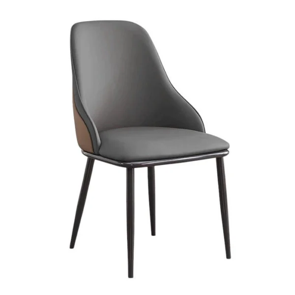VELLUTO Dining Chair Modern Upholstered PU Leather Kitchen Chairs with Armrests Bathtub Chair Leisure Lounge Chair Living Room Bedroom Home Set of 2(Dark Grey)