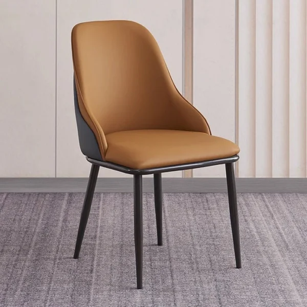 VELLUTO Dining Chair Modern Upholstered PU Leather Kitchen Chairs with Armrests Bathtub Chair Leisure Lounge Chair Living Room Bedroom Home Set of 2(Orange)