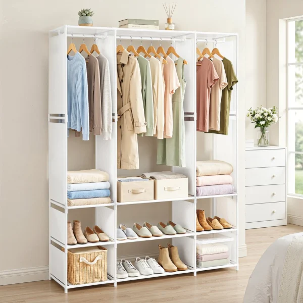 Artiss Large Portable Clothes Closet Wardrobe with Open Shelf – White