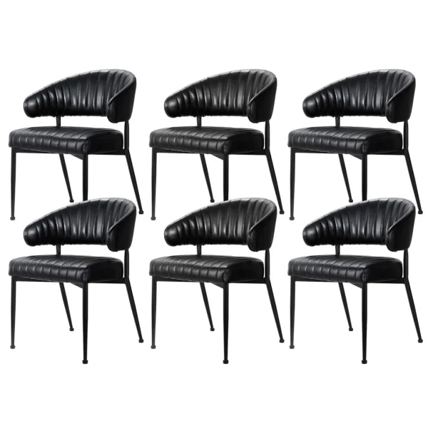 Artiss Dining Chairs Set of 6 PU Leather Hollow Armchair – Black