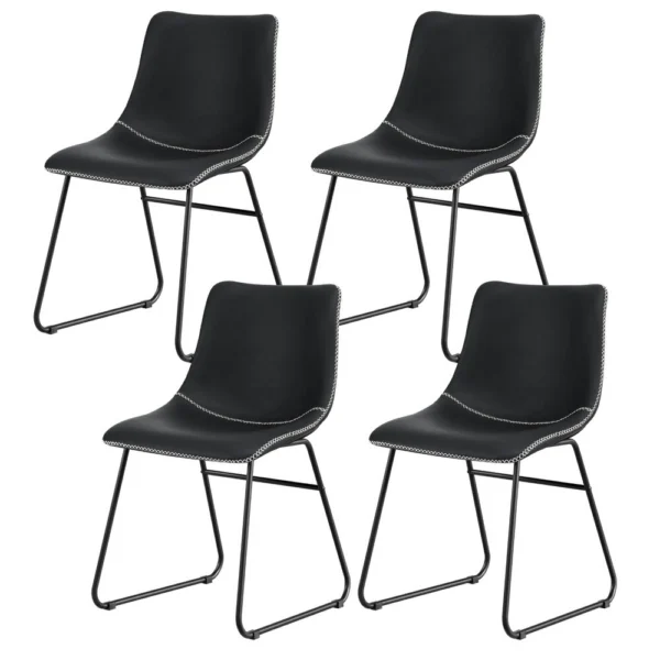 Artiss 4x Dining Chairs Retro PU Leather Kitchen Lounge Cafe Accent Chair – Black