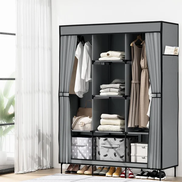 Artiss Large Portable Clothes Closet Wardrobe with Shelf – Grey