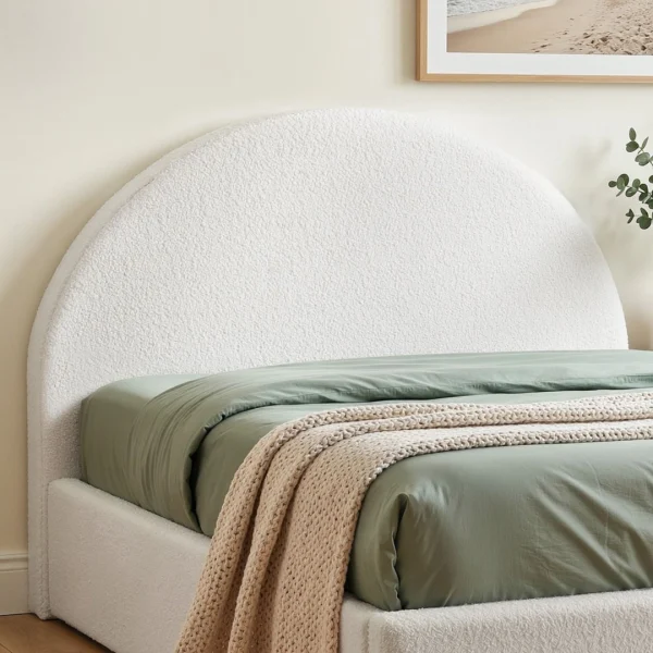 Artiss Double Size Headboard for Bed Frame Boucle Fabric No-Assembly Vacuum Compressed Soft Backrest with Removable Washable Cover 154 cm Wide