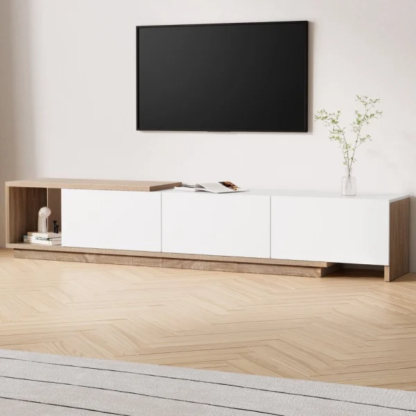 Artiss TV Cabinet Entertainment Unit Stand Extendable White – Oak