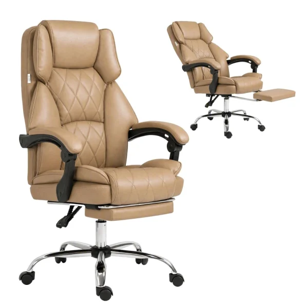 Artiss Executive Office Chair PU Leather Footrest Espresso