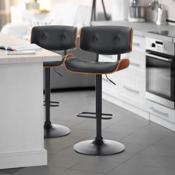 SERENITà European Wooden Black Modern Bar Stools Swivel Bar Stool Chair Counter Height Bar(Black)Stool with 360 Degree Swivel Seat