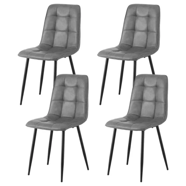 Artiss 4x Dining Chairs Retro PU Leather Kitchen Lounge Cafe Accent Chair – Grey