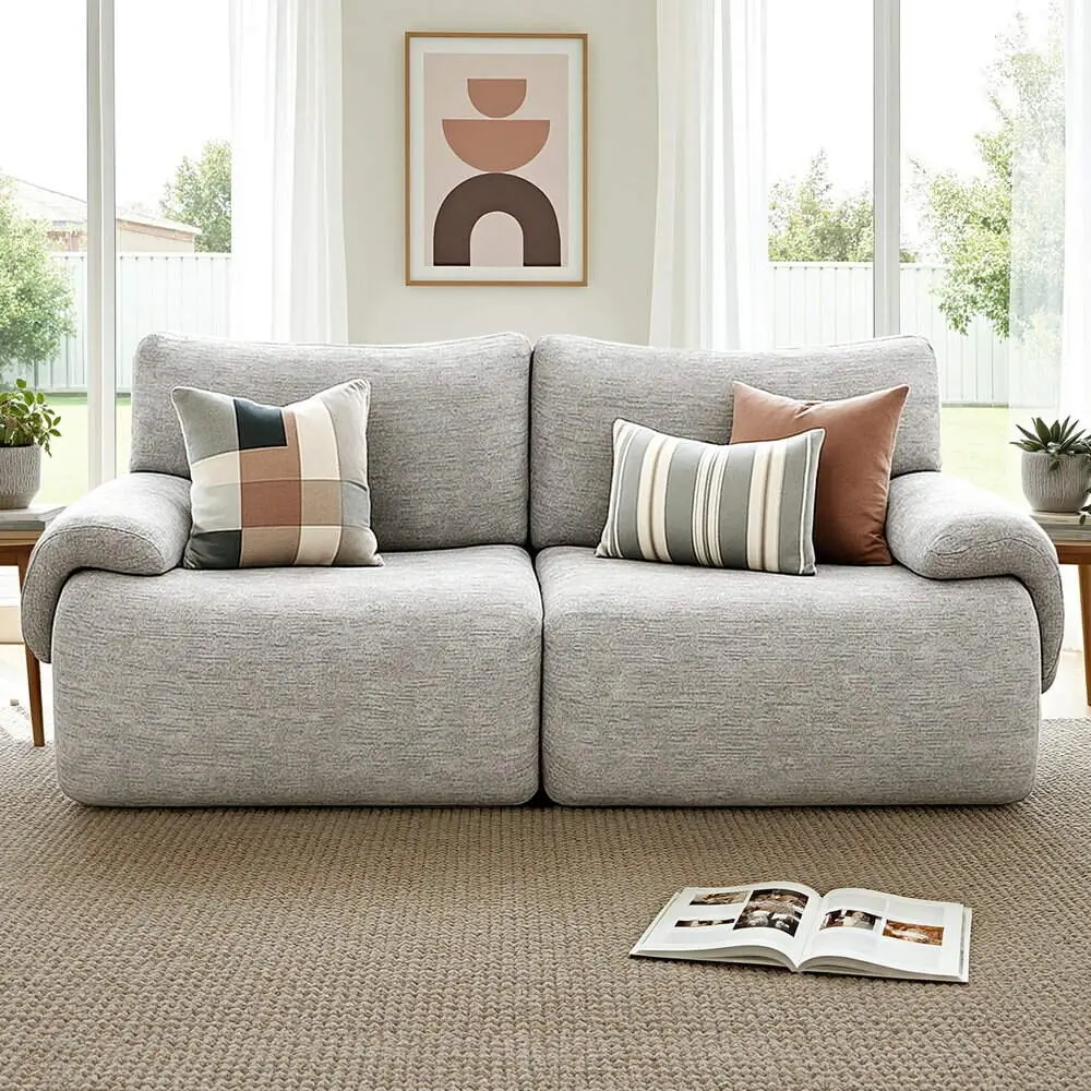 Artiss 2 Seater Sofa Modular Sectional Sofas Couch Bed No Assembly Living Room – Grey