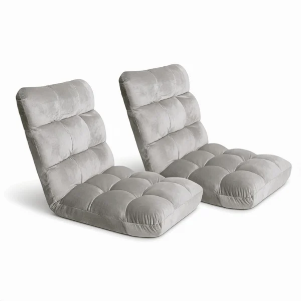 Artiss 2X Lounge Sofa Bed Flannel Fabric – Grey