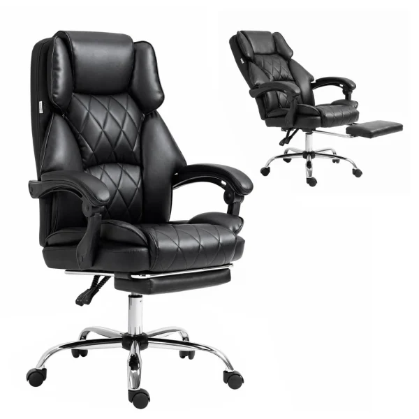 Artiss Executive Office Chair PU Leather Footrest – Black