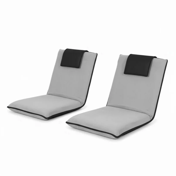 Artiss 2X Floor Lounge Sofa Bed Floor Cushion Velvet – Grey