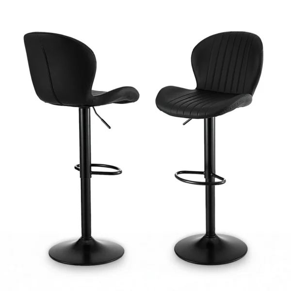 Artiss 2x Bar Stools Kitchen Swivel Gas Lift Counter Chair Shell PU Leather – Black