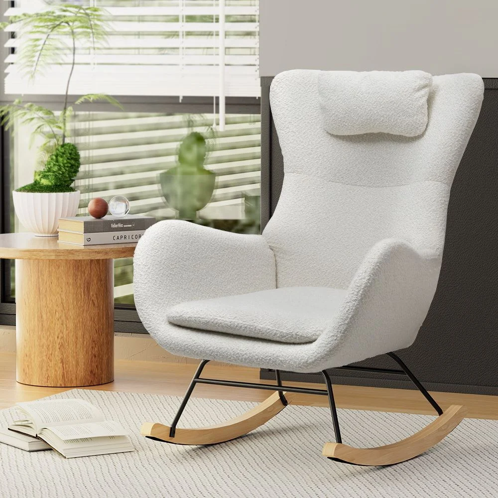 Artiss Rocking Chair Armchair Pillow Boucle – White