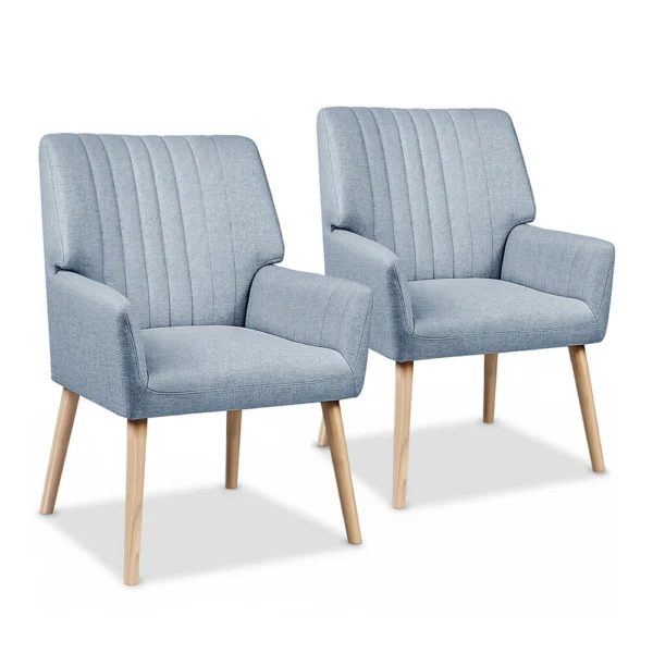 Artiss 2X Armchair Fabric Blue – Grey