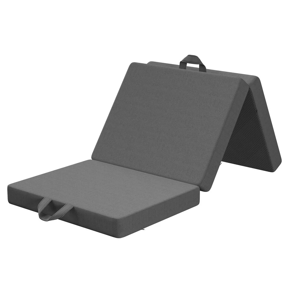 10 cm Small King Single BedStory 3-Fold Mattress Folding Foam Bed Washable Cover, 190x80 cm