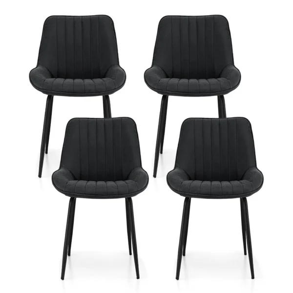 Artiss 4x Dining Chairs Retro PU Leather Kitchen Lounge Cafe Accent Chair – Black