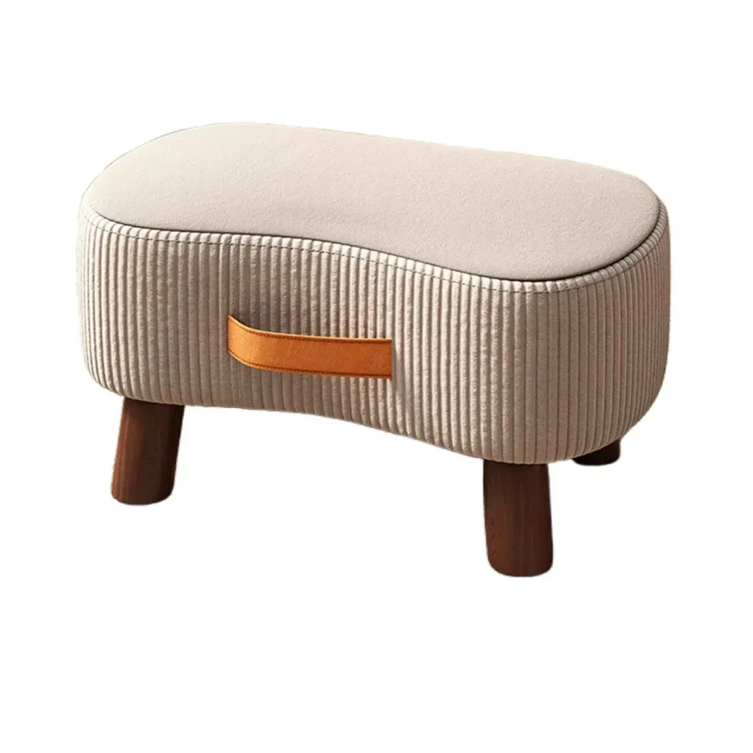 Small Stool for Home Simple Shoe Changing Low Seat Stool Wooden Household Use – Beige