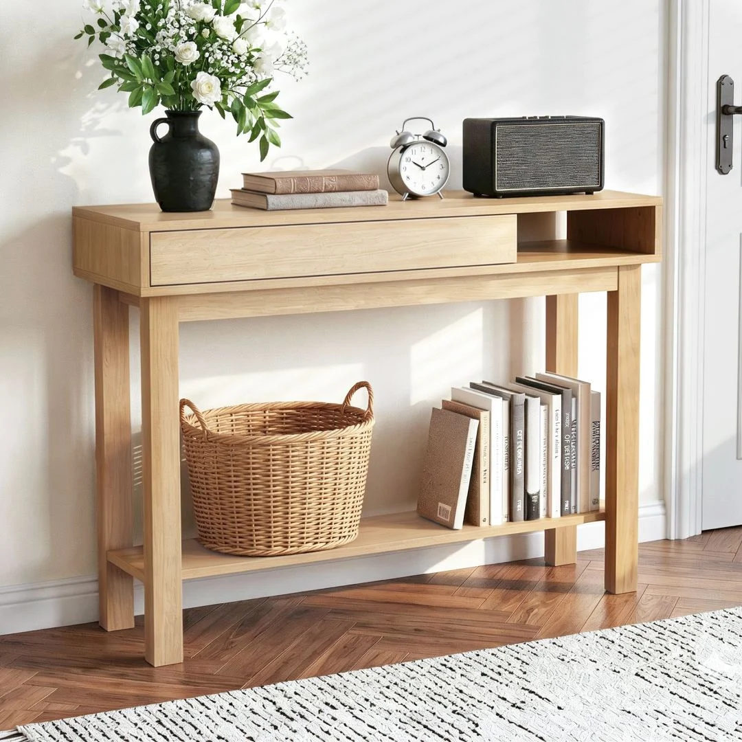Artiss Console Table Entryway Hallway Sofa Side Table Drawer Shelf 100 cm Wood