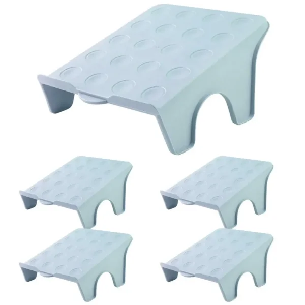 5-Piece Double Layer Shoe Rack Simple Storage Organiser Space Saving Shoe Holder – Blue