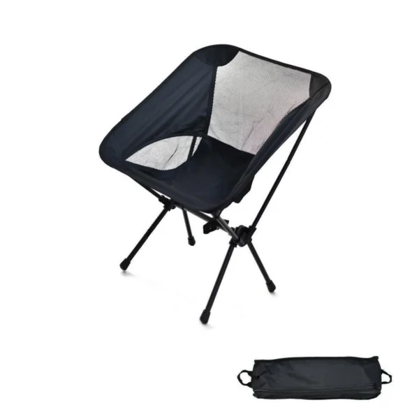 Outdoor Portable Lightweight Folding Camping Chair High Back Fishing Chair – Black