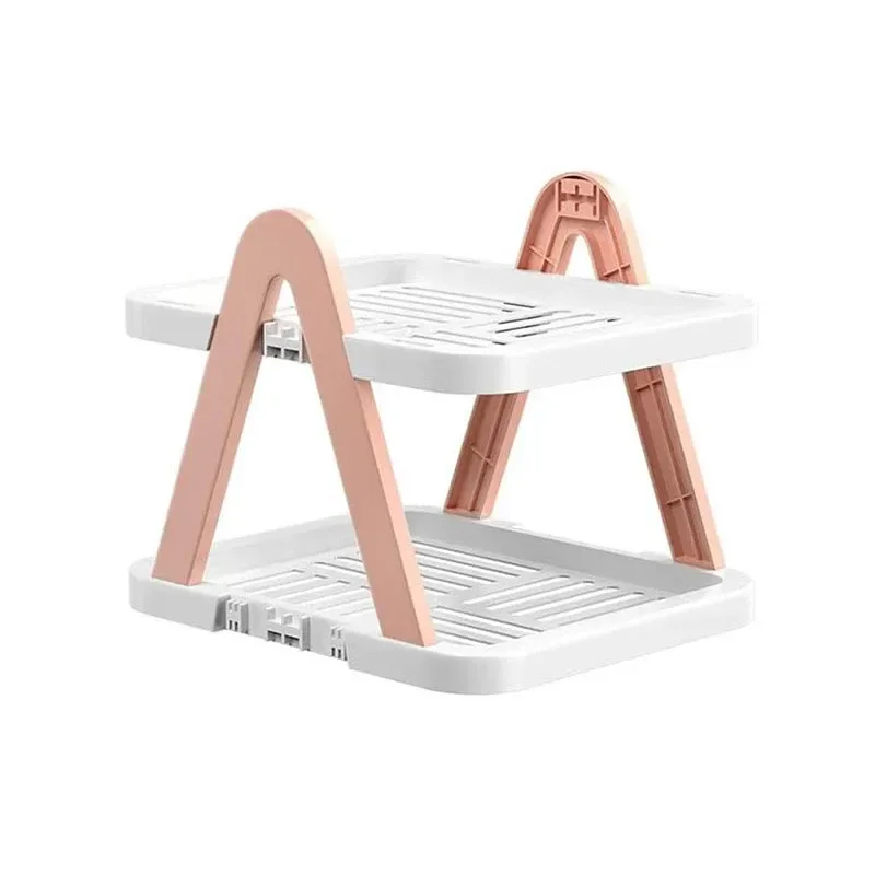 2/3 Tier Removable Shoe Rack Folding Storage Shelf Simple Space Saving Organiser – 2Tier – Pink