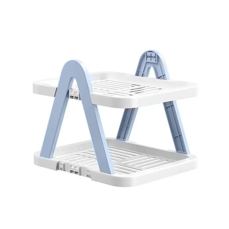 2/3 Tier Removable Shoe Rack Folding Storage Shelf Simple Space Saving Organiser – 2Tier – Blue