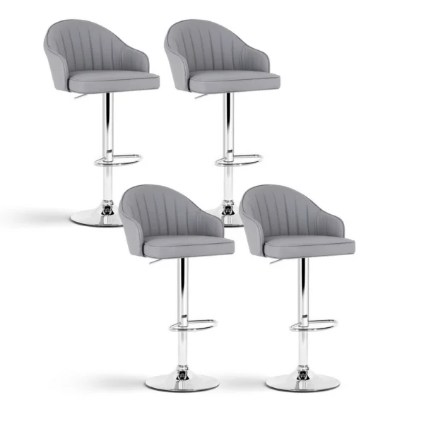 Artiss 4x Bar Stools Kitchen Swivel Gas Lift Counter Chair Shell PU Leather – Grey