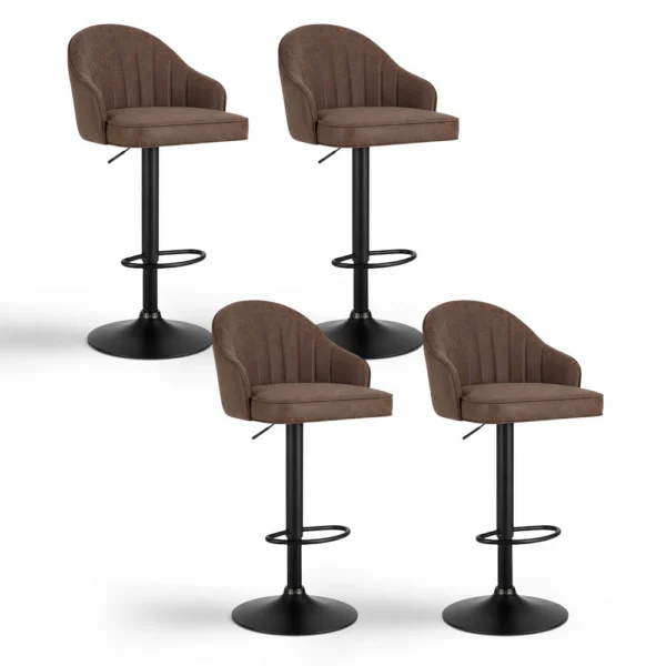 Artiss 4x Bar Stools Kitchen Swivel Gas Lift Counter Chair Shell PU Leather – Brown