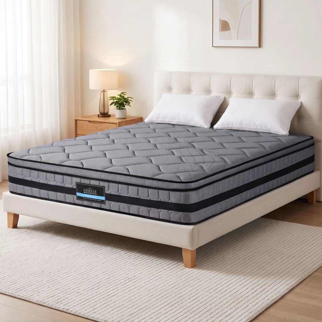 Giselle King 34 cm Euro Top Pocket Spring Mattress with 2 Feather Down Pillows Set