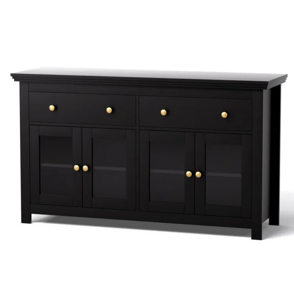 Artiss Buffet Sideboard Storage Cabinet Kitchen Cupboard Clear Door Drawer – Black