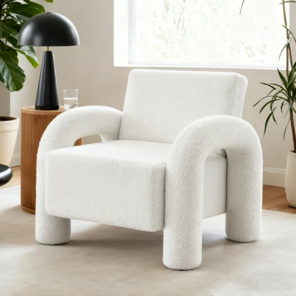 Artiss Armchair Accent Chair Lounge Sofa Couch Curved Seat Boucle – White