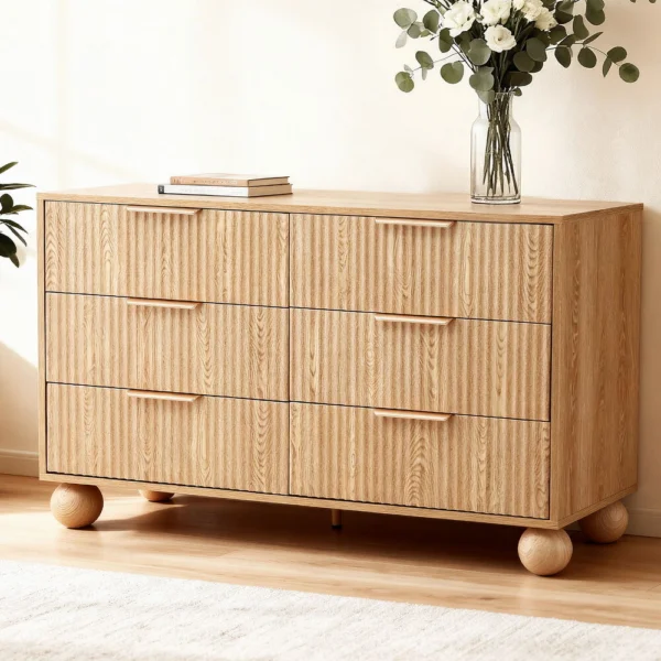 Artiss Chest of 6 Drawers Dresser Tallboy – Pine