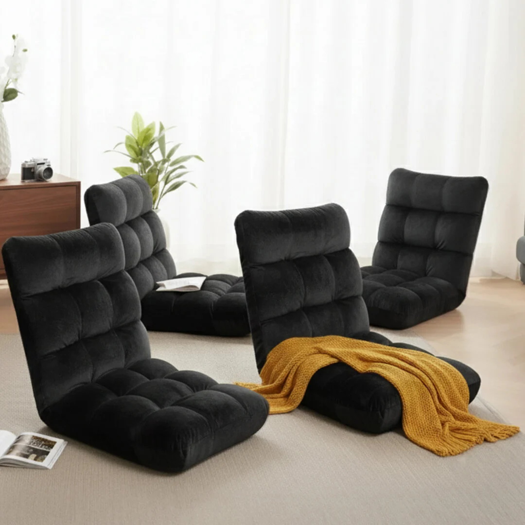 Artiss 4X Lounge Sofa Bed Flannel Fabric – Black