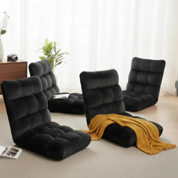 Artiss 4X Lounge Sofa Bed Flannel Fabric – Black