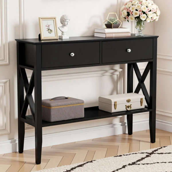 Artiss Console Table 2 Drawers 100 cm – Black
