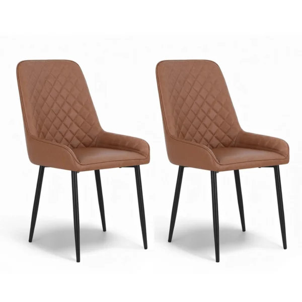 Artiss 2x Dining Chairs Retro PU Leather Kitchen Lounge Cafe Accent Chair – Brown