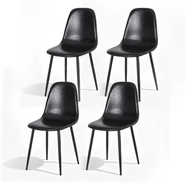 Artiss 4x Dining Chairs Retro PU Leather Kitchen Lounge Cafe Accent Chair – Black